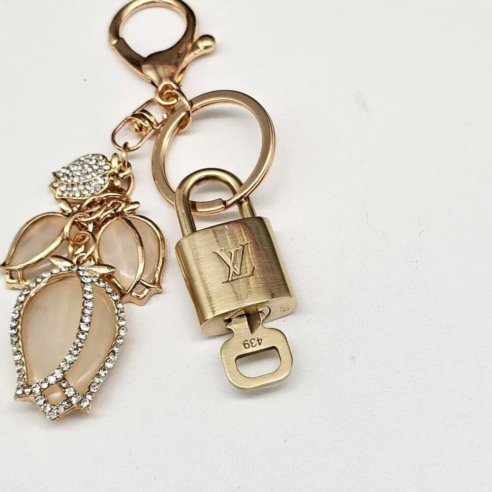 Louis Vuitton Gold Lock 🔒 Authentic LV Key + Unbranded Flower Bag Charm